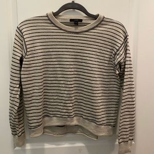 J.Crew Pewter Sparkle Striped Cropped Sweatshirt